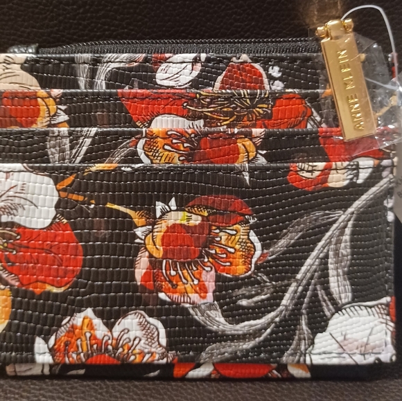 ANNE KLEIN ID CREDIT CARD MIRROR FLORAL FLAP SNAP - Picture 12 of 12